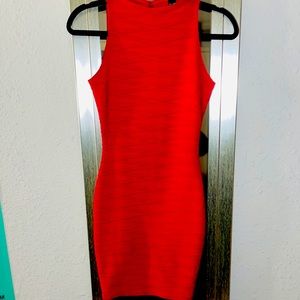 Red body con dress